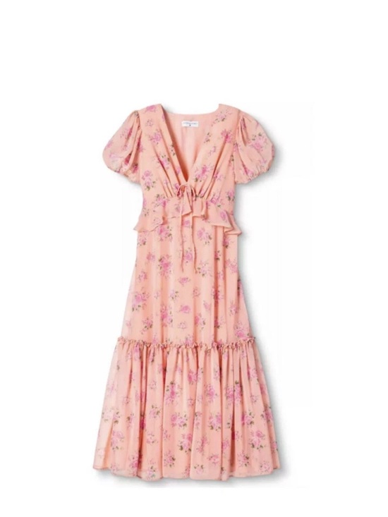 LoveShackFancy Dresses & Skirts - LoveShackFancy Floral Midi Dress with Tie-Front